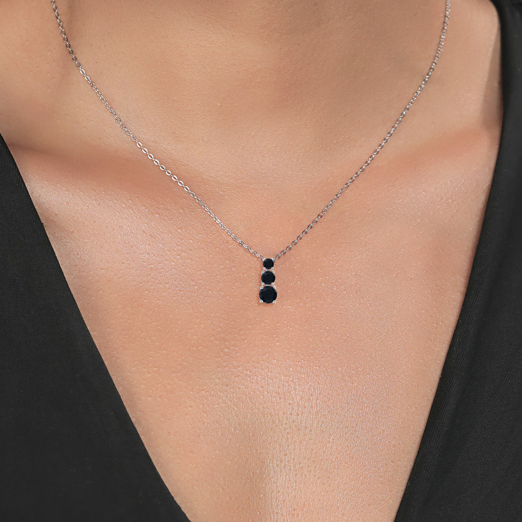 Onyx - December_Pendant in Rhodium Plated