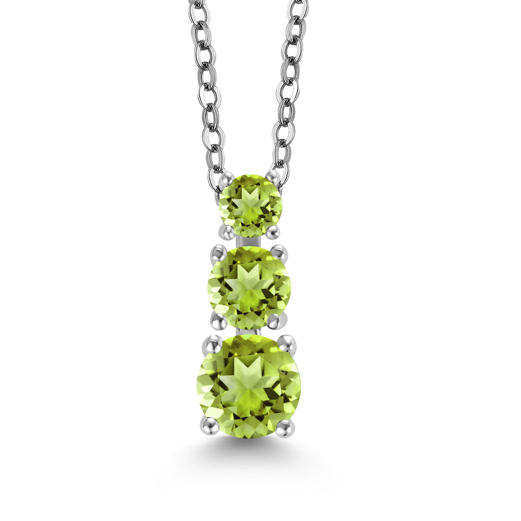 Peridot - August_Pendant in Rhodium Plated