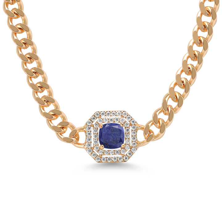 Lapis_Necklace in yellow gold plated brass
