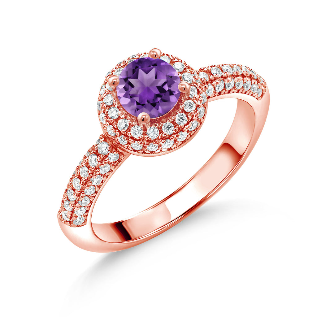 Amethyst - February_8_Ring in 925 Rose Gold Plated Silver