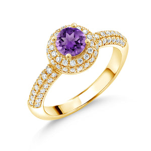 Amethyst - February_5_Ring in 925 Yellow Gold Plated Silver