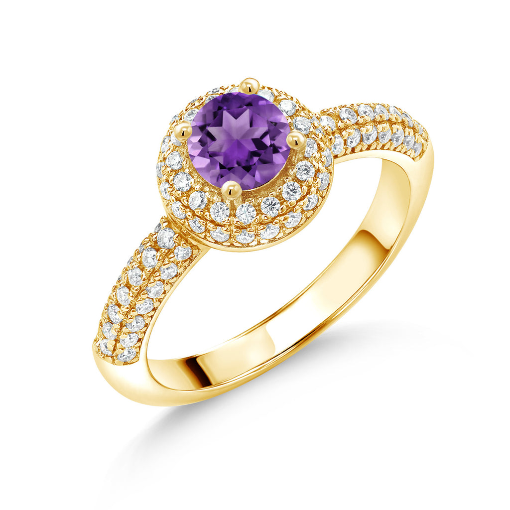 Amethyst - February_8_Ring in 925 Yellow Gold Plated Silver