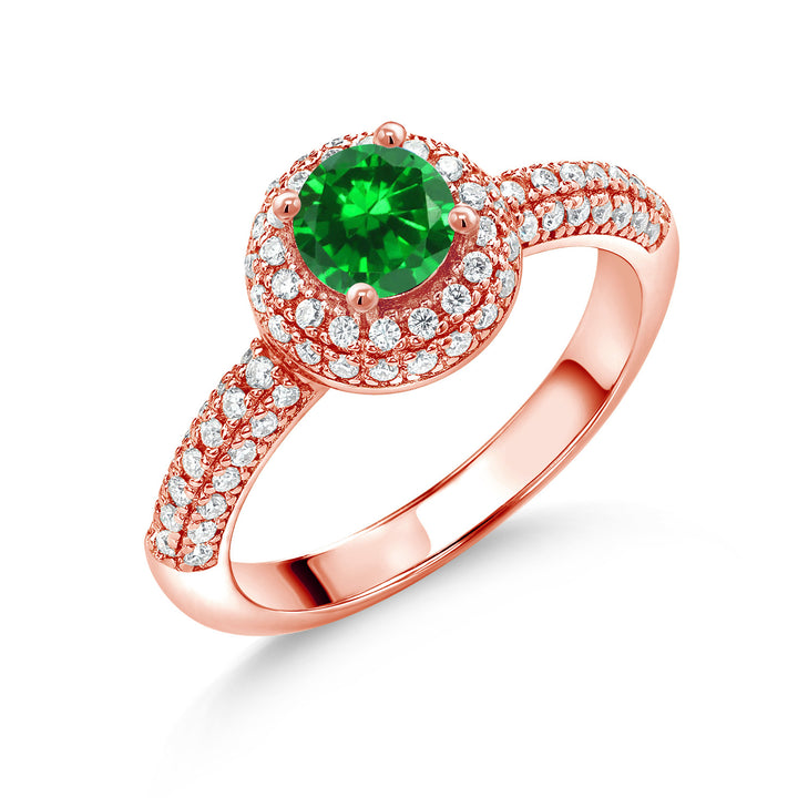 Created Emerald - May_5_Ring in 925 Rose Gold Plated Silver