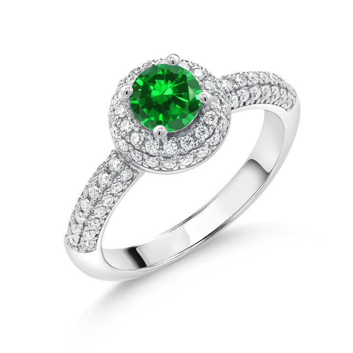 Created Emerald - May_5_Ring in 925 Sterling Silver