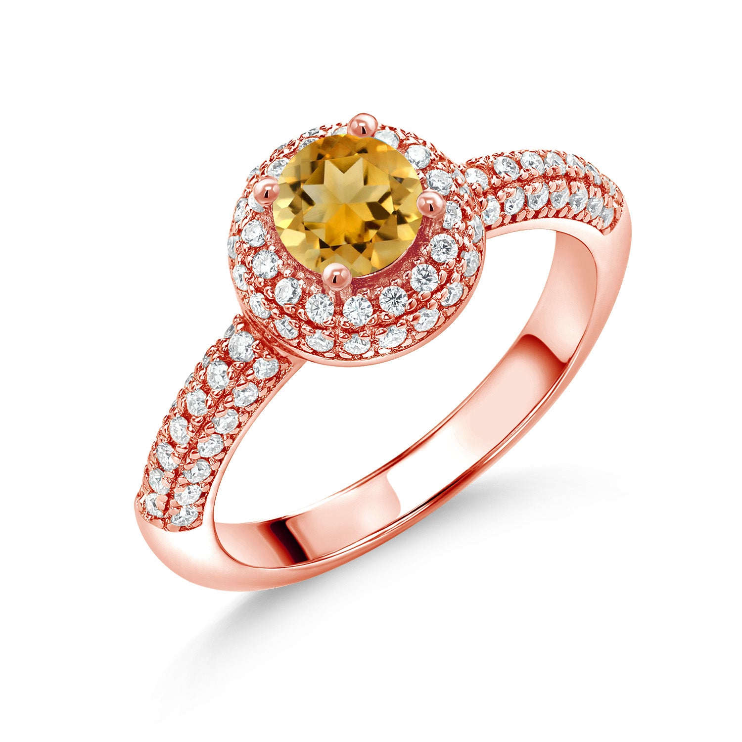 Citrine - November_5_Ring in 925 Rose Gold Plated Silver