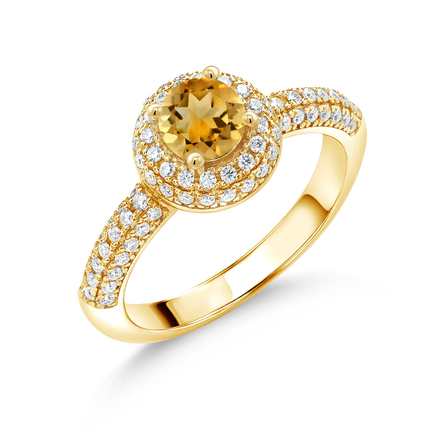 Citrine - November_5_Ring in 925 Yellow Gold Plated Silver