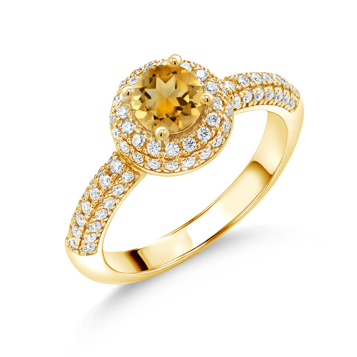 Citrine - November_5_Ring in 925 Yellow Gold Plated Silver