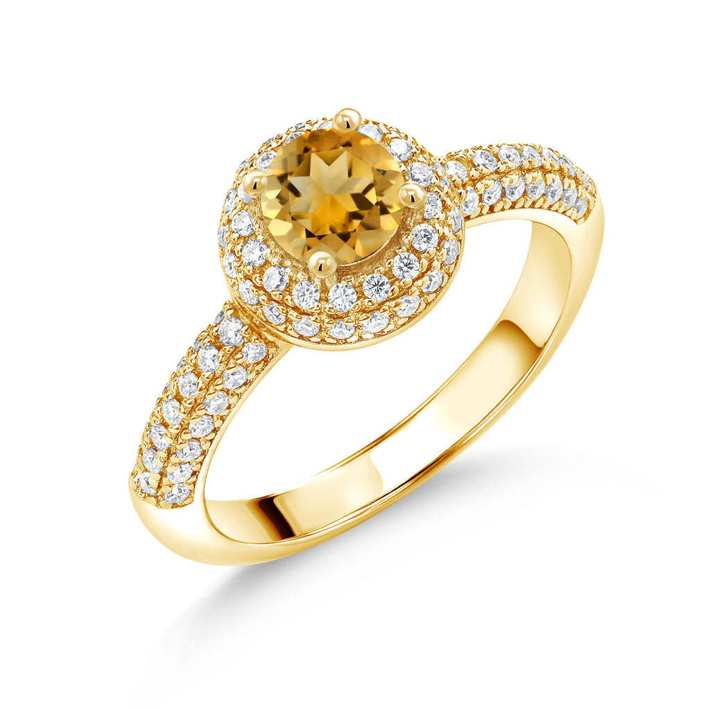 Citrine - November_6_Ring in 925 Yellow Gold Plated Silver