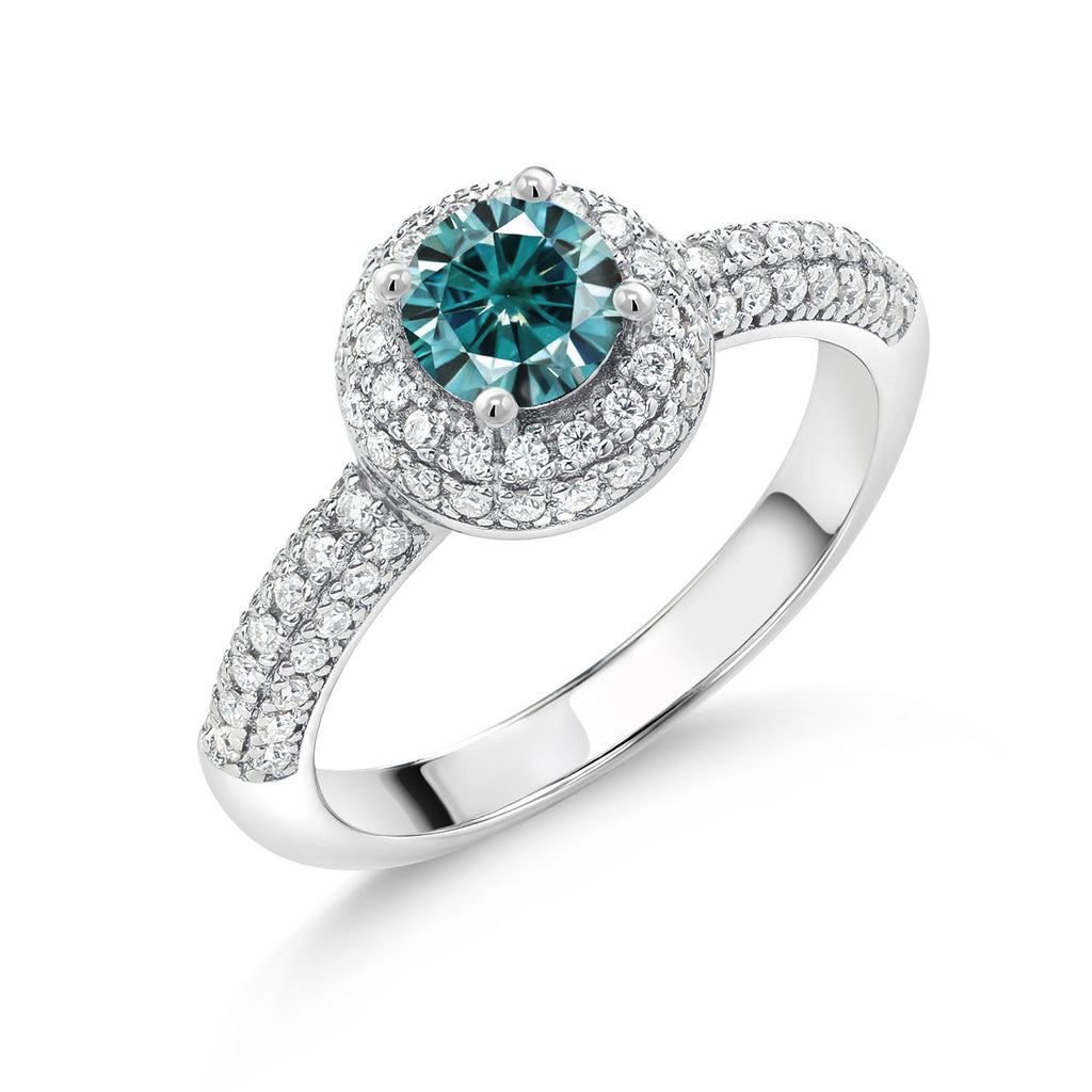 Blue Moissanite - April_8_Ring in 925 Sterling Silver