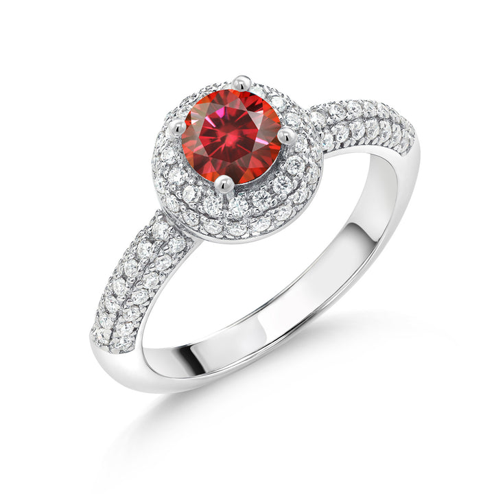 Red Moissanite - April_7_Ring in 925 Sterling Silver