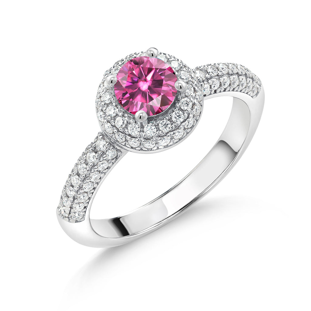 Pink Moissanite - April_7_Ring in 925 Sterling Silver