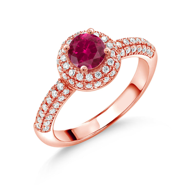 Created Ruby - July_5_Ring in 925 Rose Gold Plated Silver
