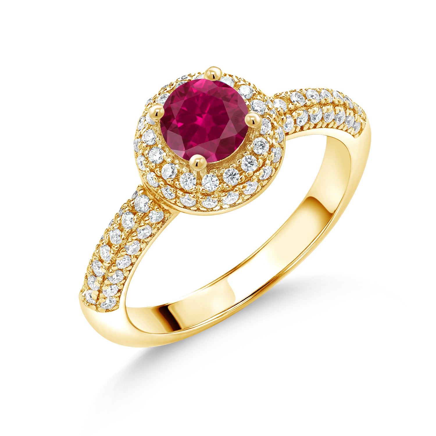 Created Ruby - July_9_Ring in 925 Yellow Gold Plated Silver
