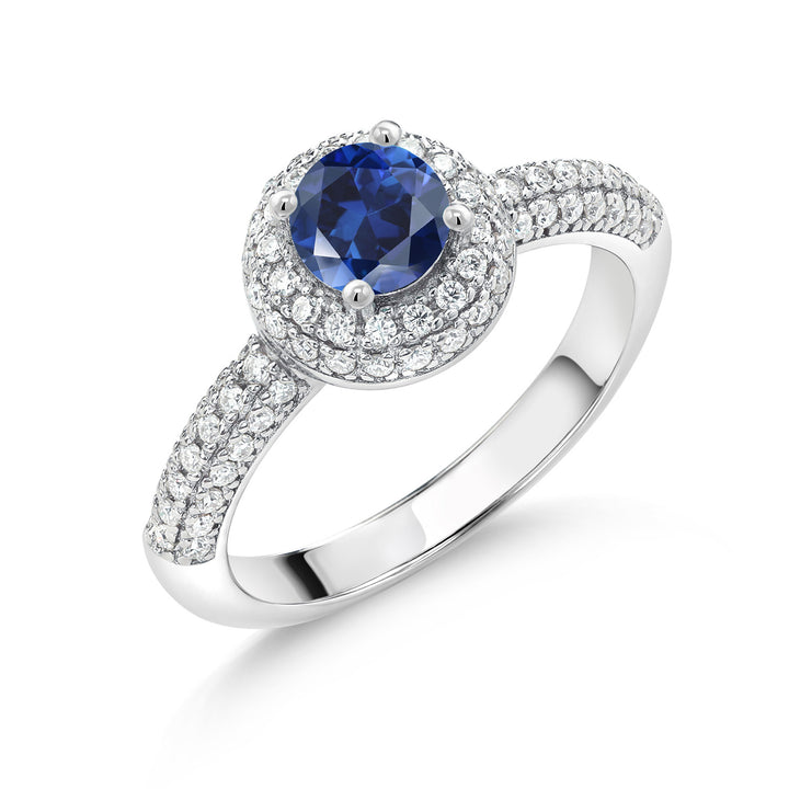 Blue Created Sapphire - September_5_Ring in 925 Sterling Silver