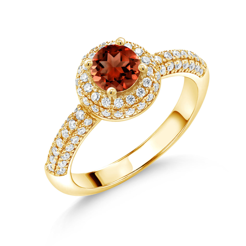 Garnet - January_7_Ring in 925 Yellow Gold Plated Silver