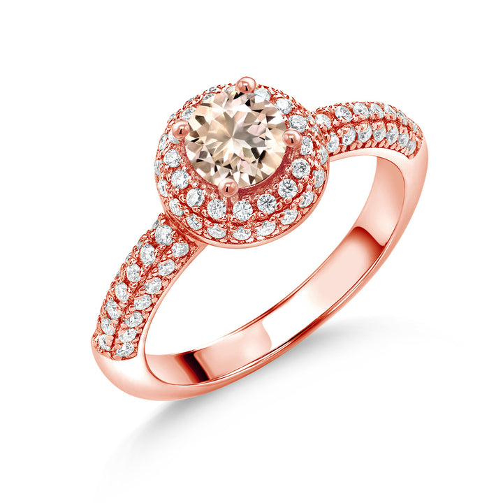 Morganite - October_6_Ring in 925 Rose Gold Plated Silver