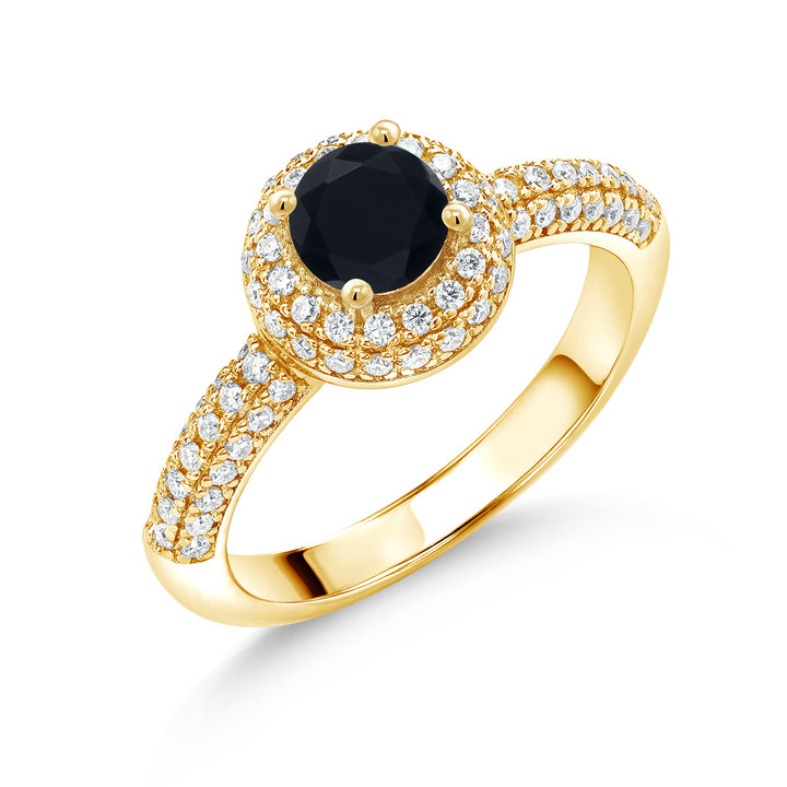 Onyx - December_5_Ring in 925 Yellow Gold Plated Silver