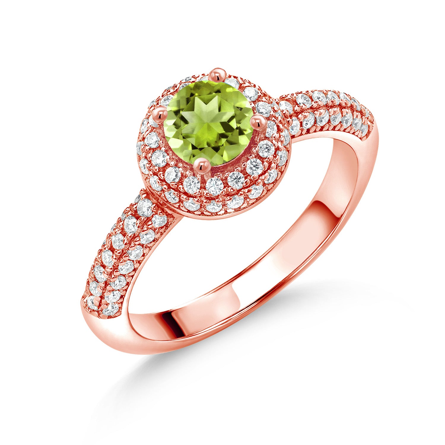 Peridot - August_5_Ring in 925 Rose Gold Plated Silver