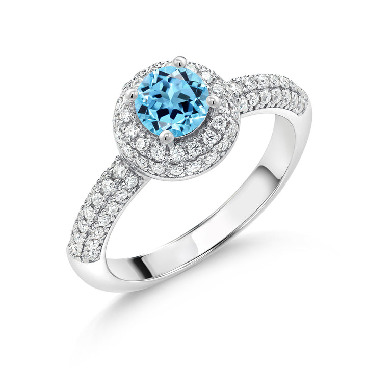 Swiss Blue Topaz - November_5_Ring in 925 Sterling Silver