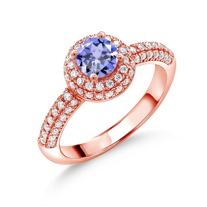 Tanzanite - December_5_Ring in 925 Rose Gold Plated Silver