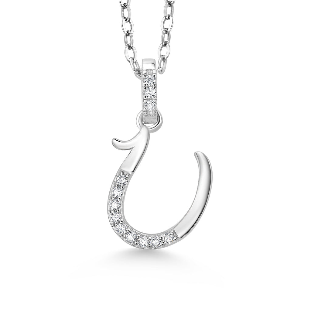 Initial U_Pendant in 925 Sterling Silver