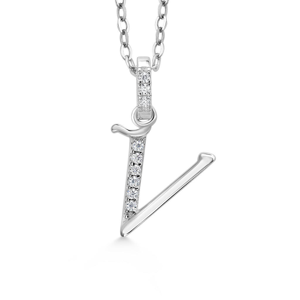 Initial V_Pendant in 925 Sterling Silver