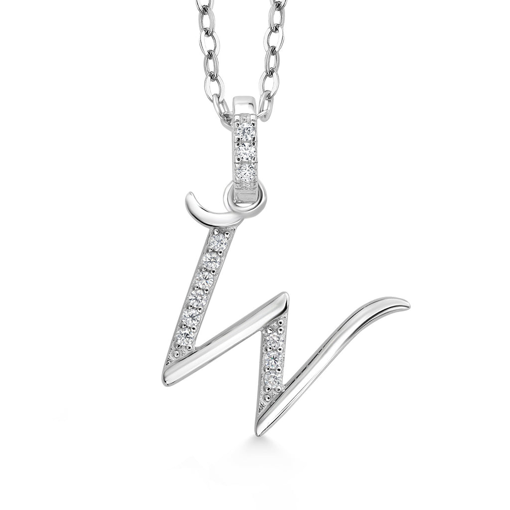 Initial W_Pendant in 925 Sterling Silver