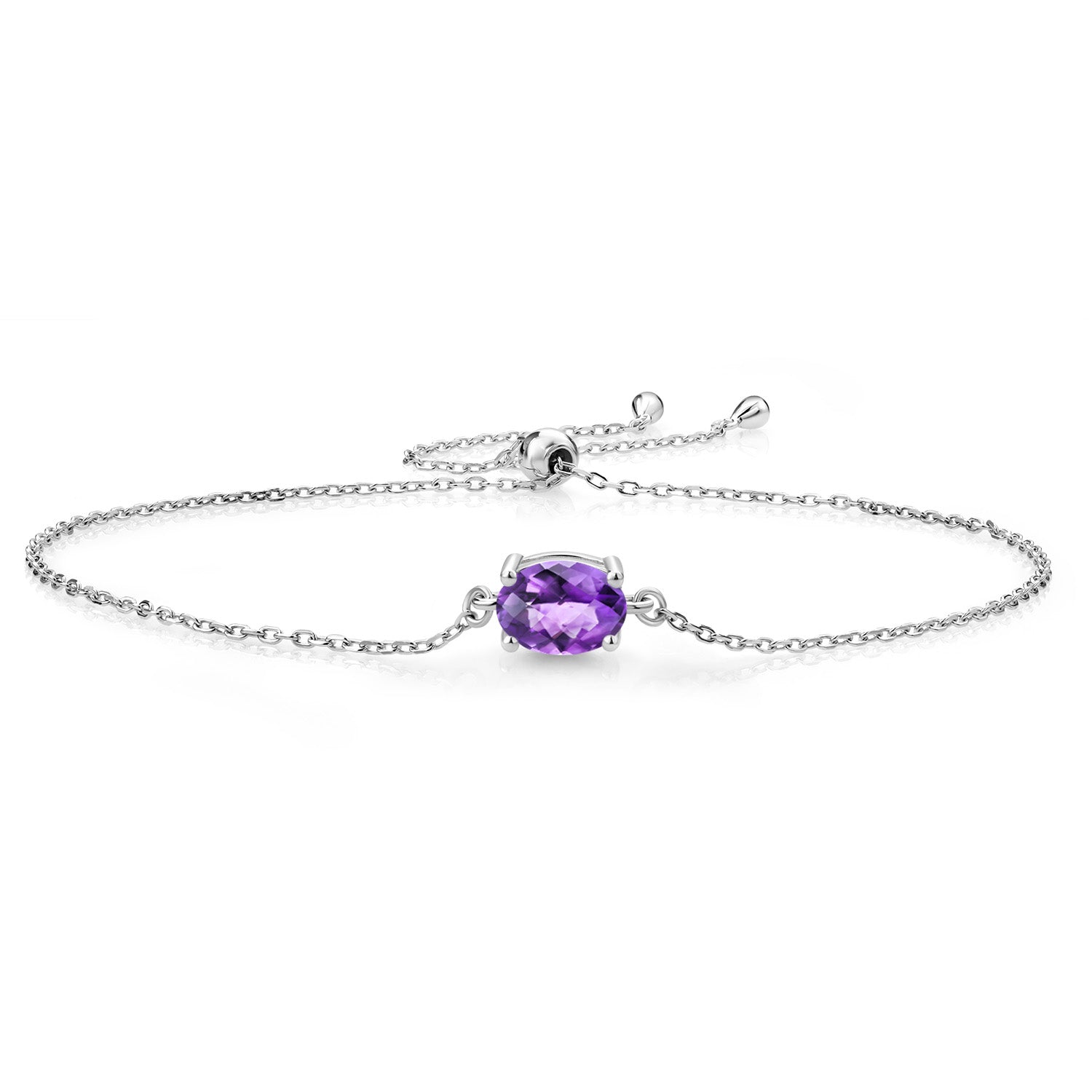 Amethyst-Checkerboard - February_Bracelet in 925 Sterling Silver
