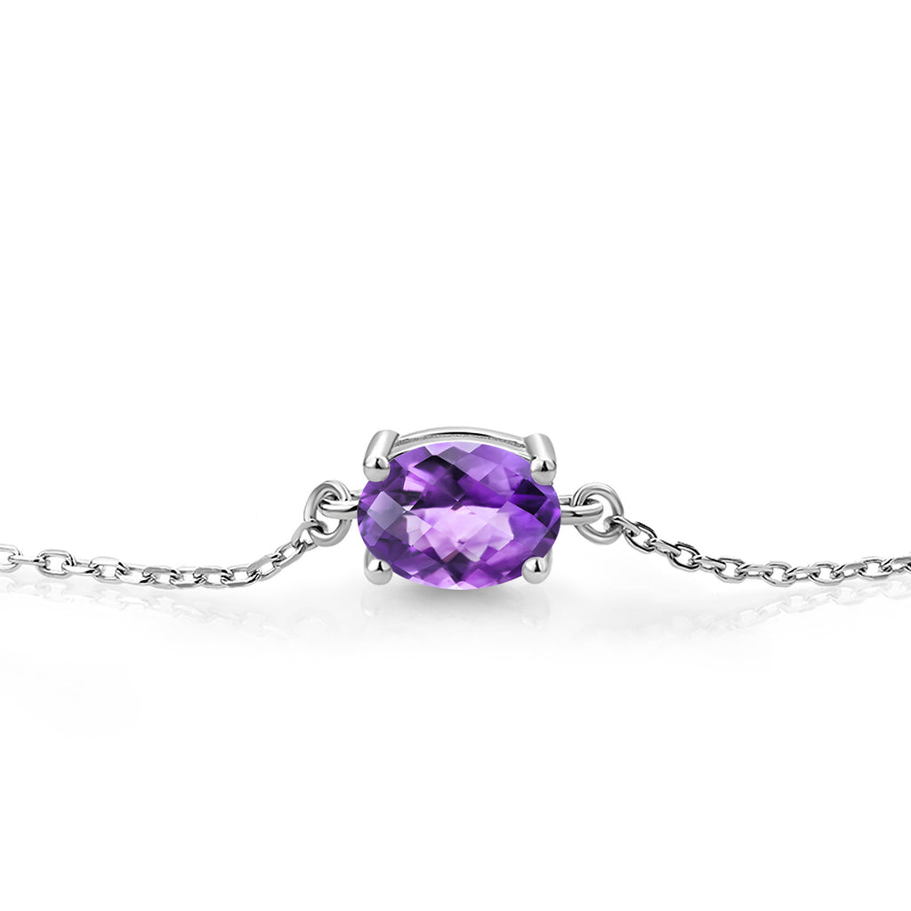 Amethyst-Checkerboard - February_Bracelet in 925 Sterling Silver