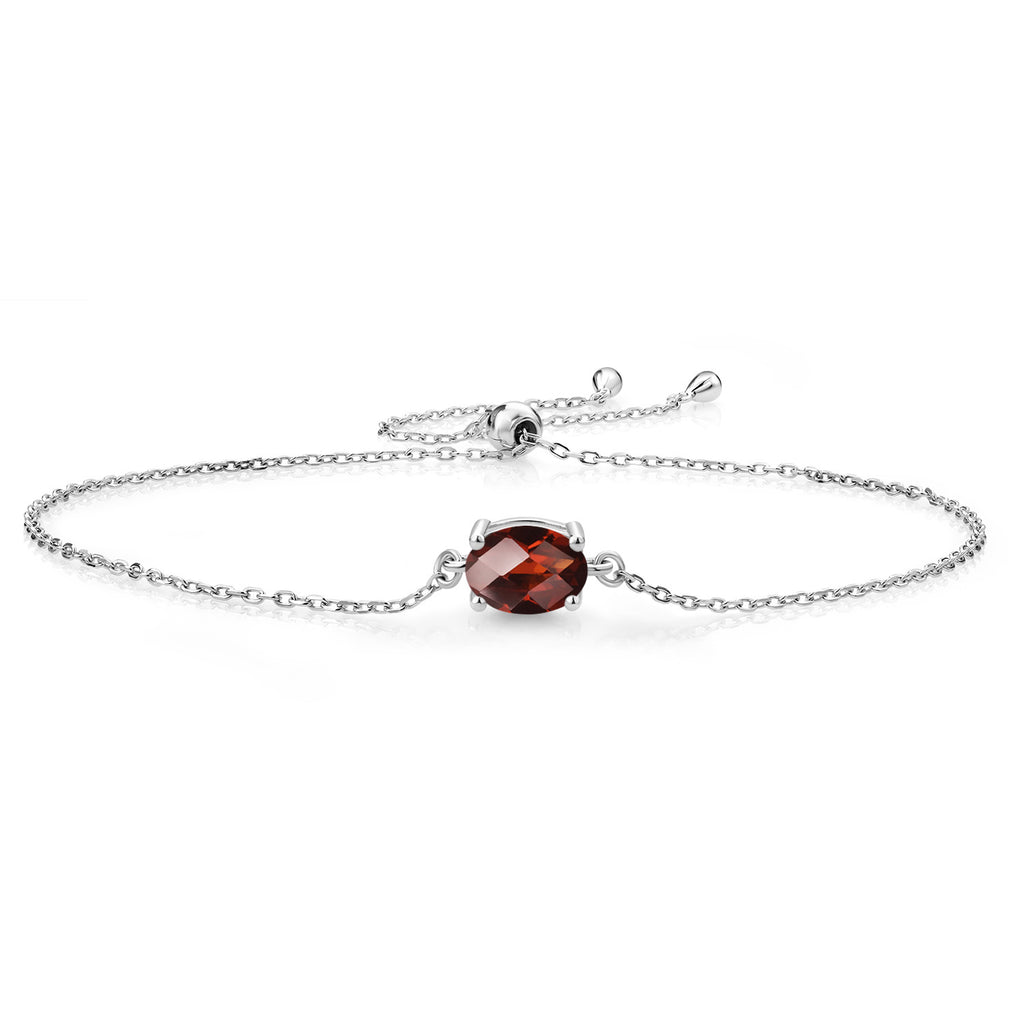 Garnet-Checkerboard - January_Bracelet in 925 Sterling Silver
