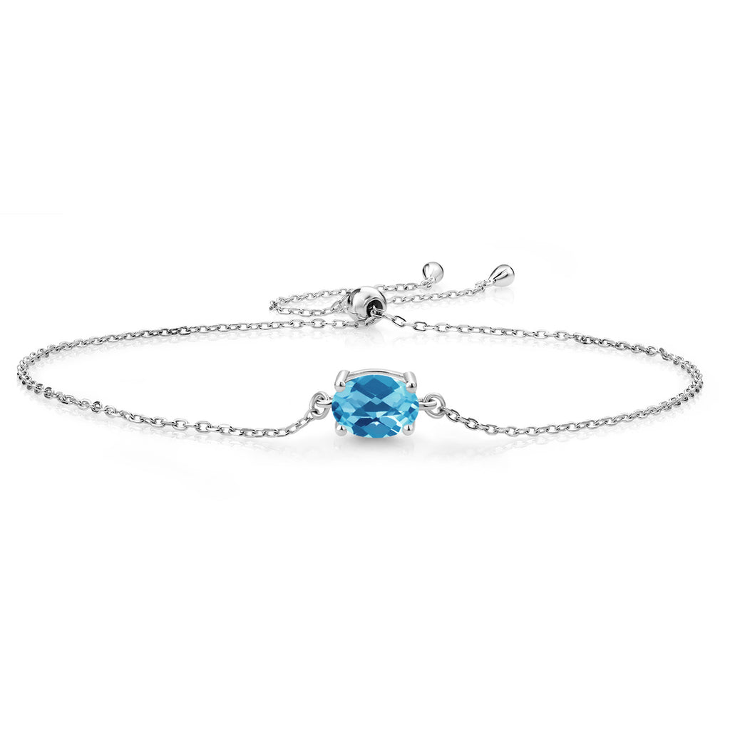 Swiss Blue Topaz-Checkerboard - November_Bracelet in 925 Sterling Silver