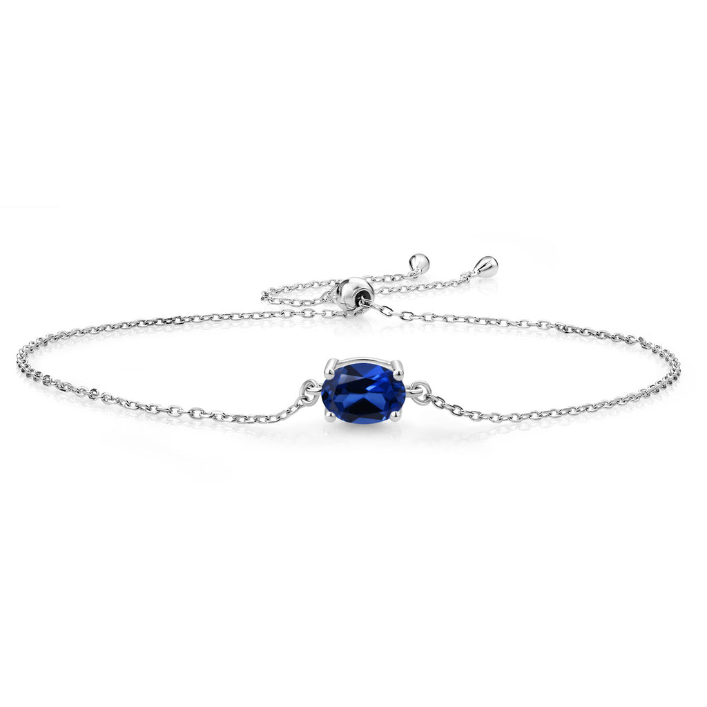Blue Created Sapphire - September_Bracelet in 925 Sterling Silver