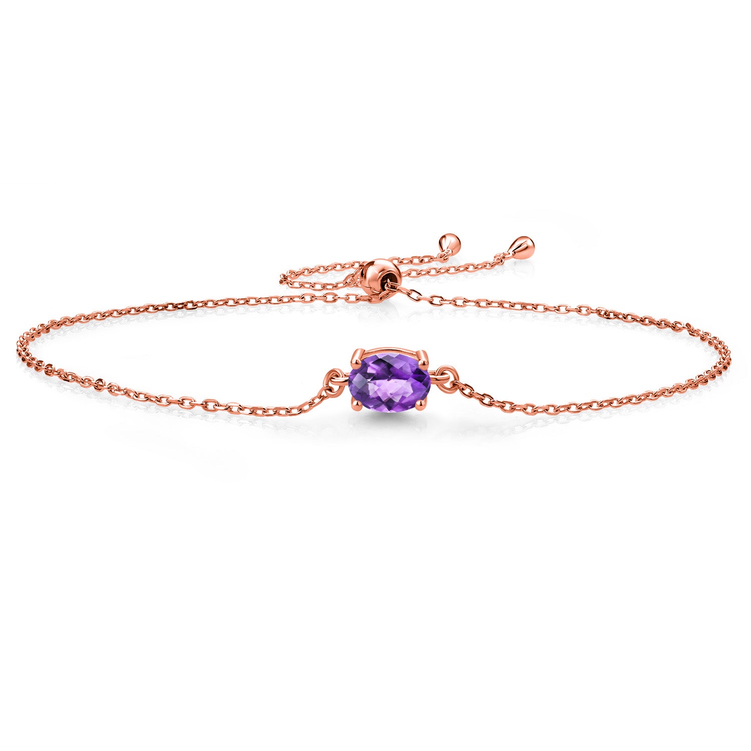 Amethyst-Checkerboard - February_925 Rose Gold Plated Silver