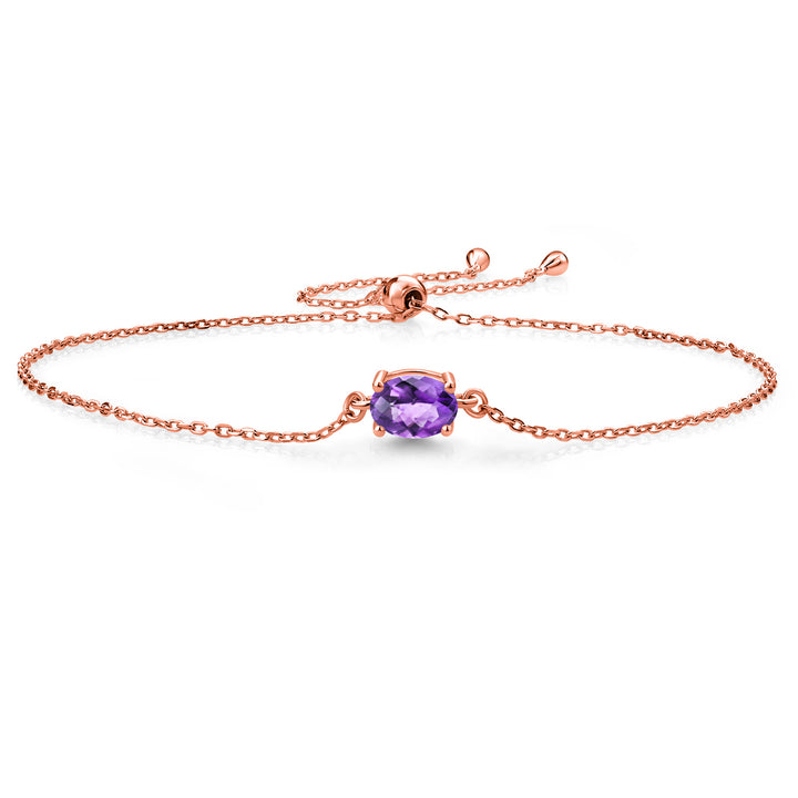 Amethyst-Checkerboard - February_925 Rose Gold Plated Silver