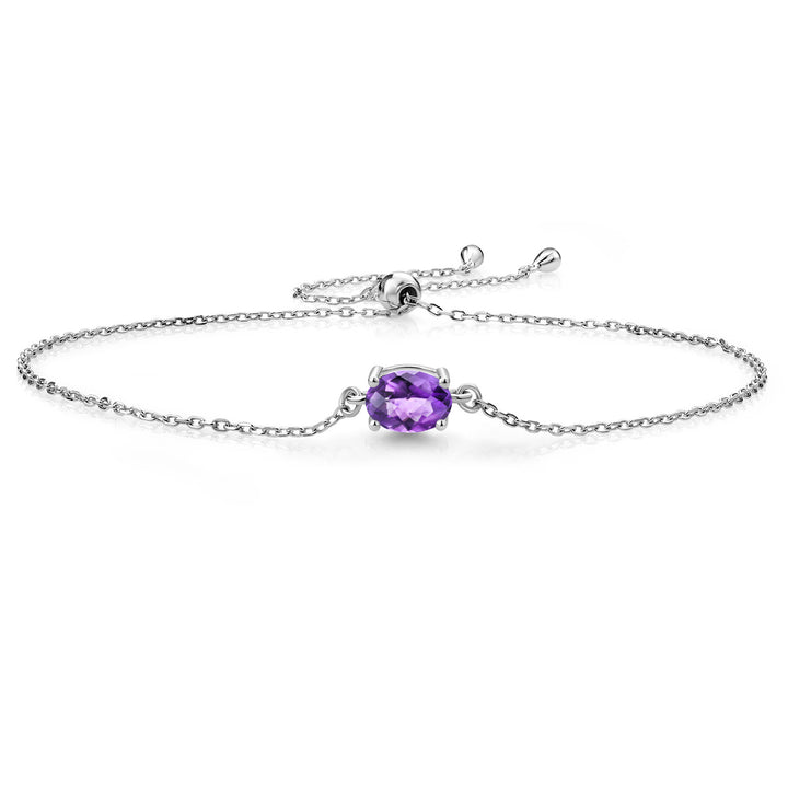 7X5MM Oval Gemstone Birthstone Solitaire Bracelet For Women | 925 Sterling Silver | Adjustable Bolo Bracelet For Women | Fine Jewelry Gift for Her Mom Wife