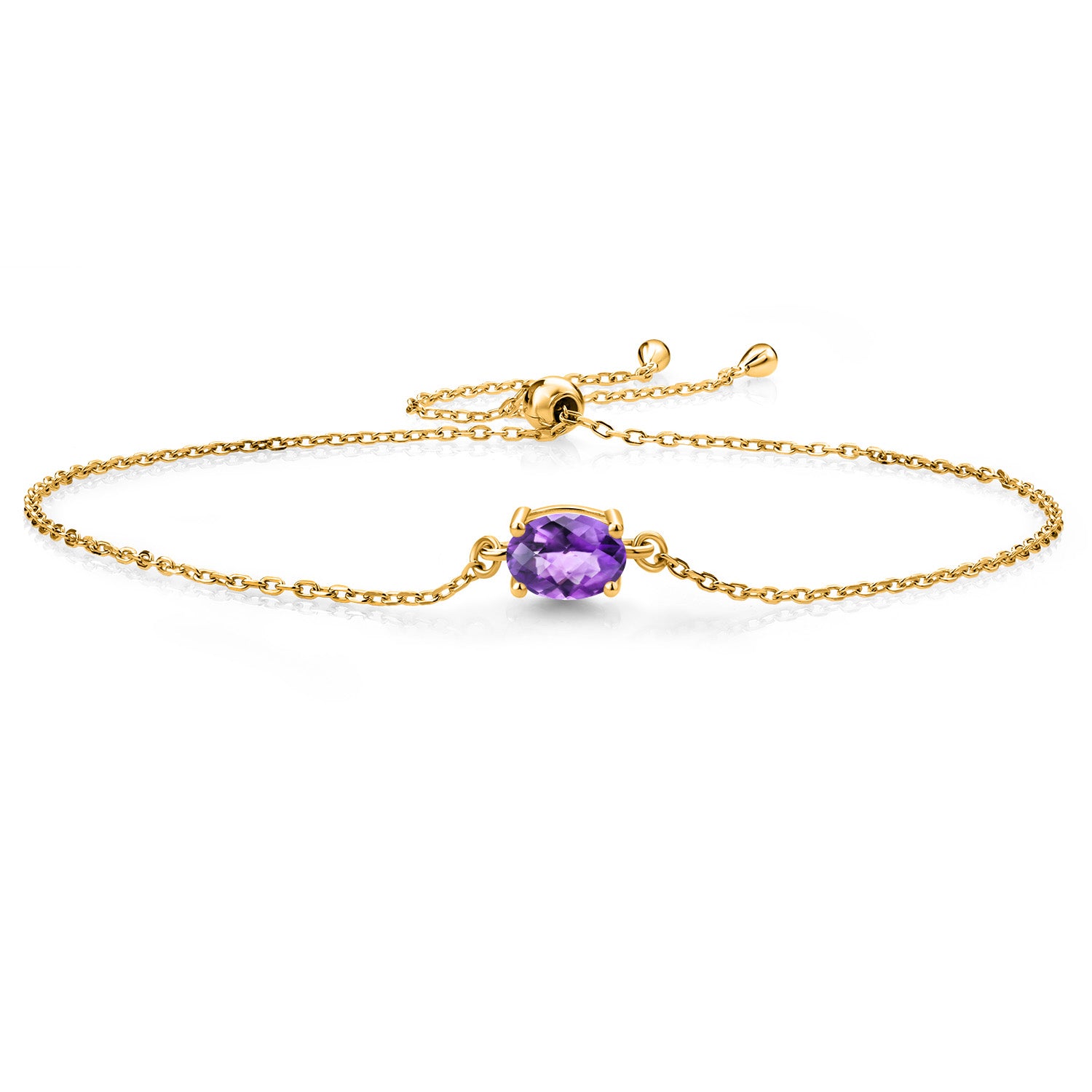 Amethyst-Checkerboard - February_925 Yellow Gold Plated Silver