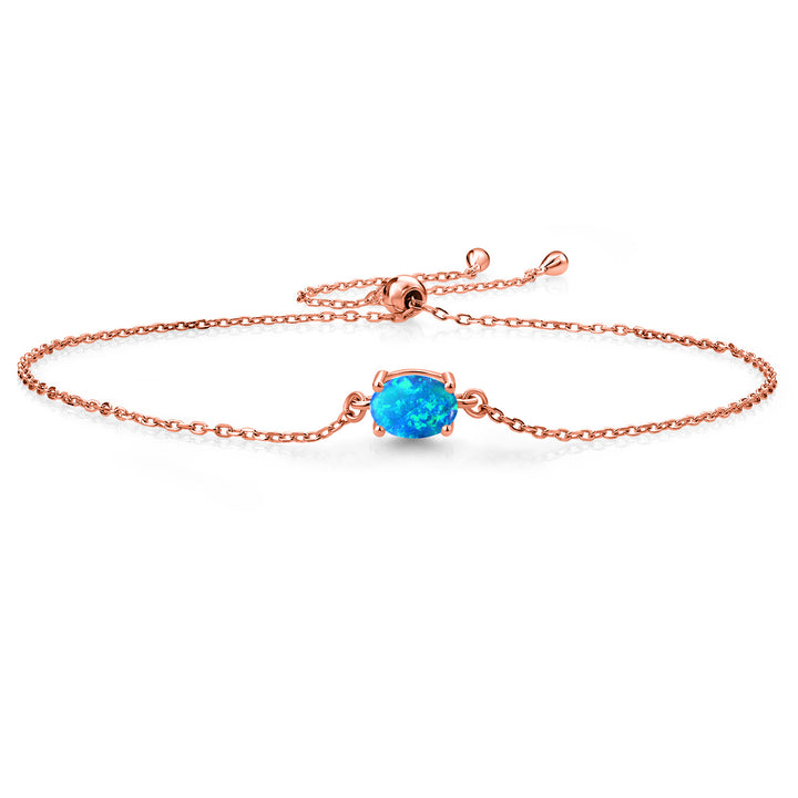 Blue Opal - October_925 Rose Gold Plated Silver_Bracelet in 925 Rose Gold Plated Silver