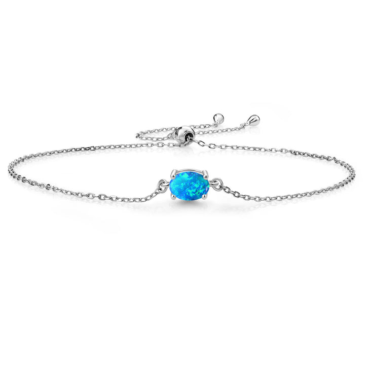 Blue Opal - October_925 Sterling Silver_Bracelet in 925 Sterling Silver