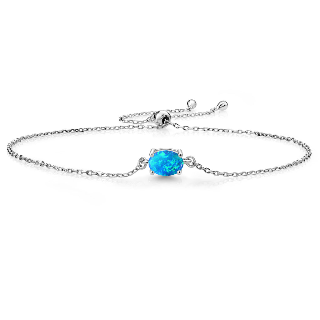 7X5MM Oval Gemstone Birthstone Solitaire Bracelet For Women | 925 Sterling Silver | Adjustable Bolo Bracelet For Women | Fine Jewelry Gift for Her Mom Wife