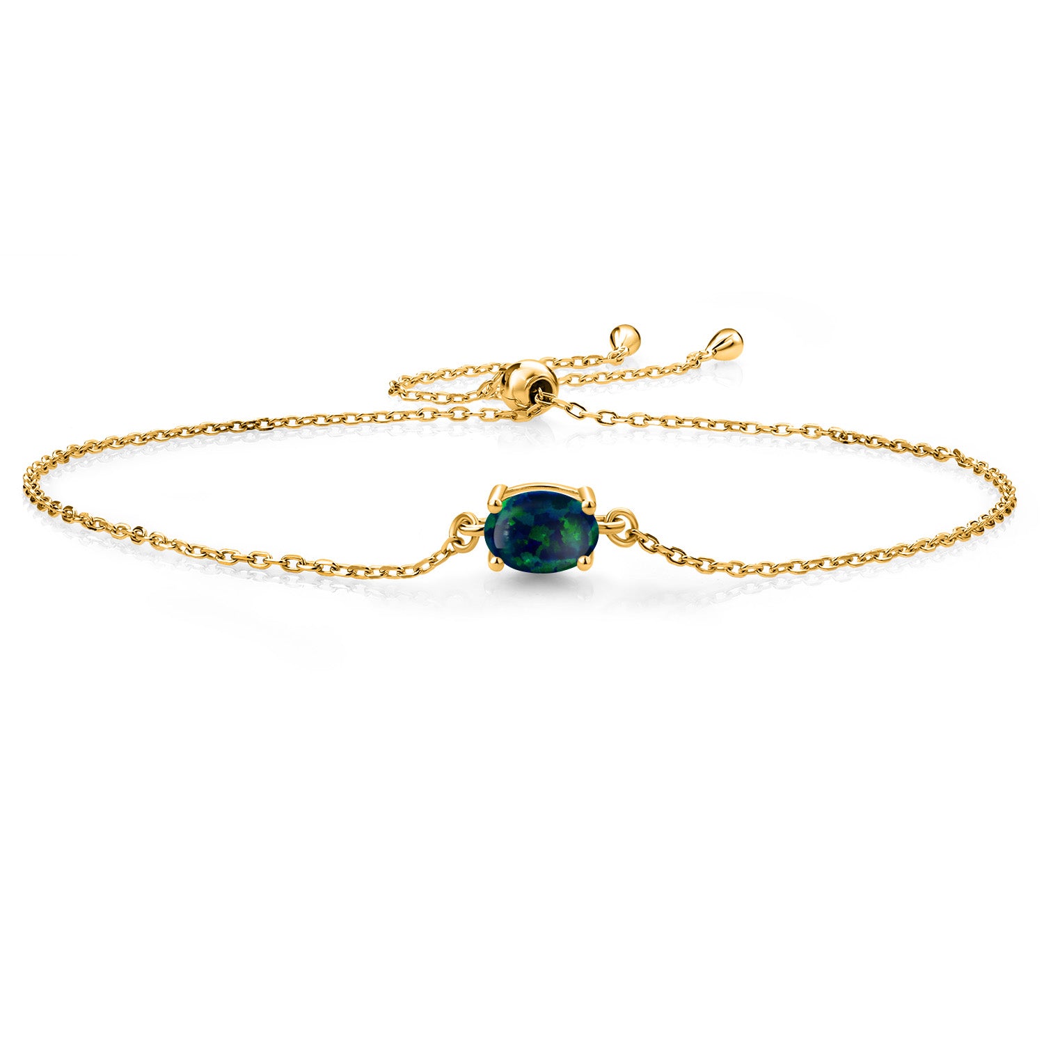 Green Opal - October_925 Yellow Gold Plated Silver