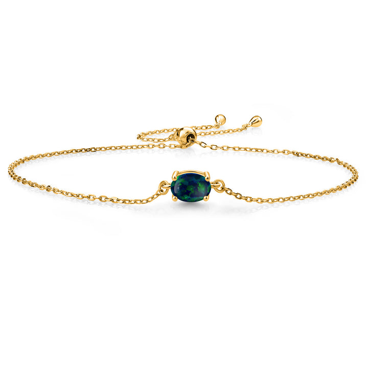 Green Opal - October_925 Yellow Gold Plated Silver