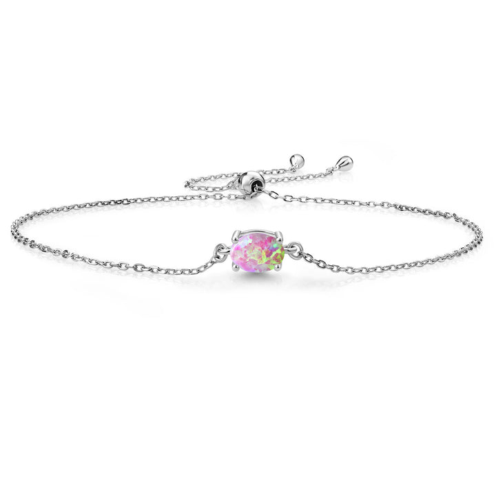 Pink Opal - October_925 Sterling Silver_Bracelet in 925 Sterling Silver