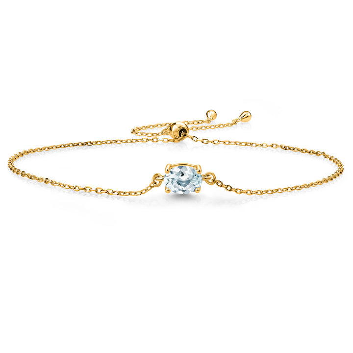 Aquamarine - March_925 Yellow Gold Plated Silver