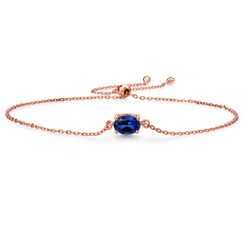 Blue Created Sapphire - September_925 Rose Gold Plated Silver_Bracelet in 925 Rose Gold Plated Silver