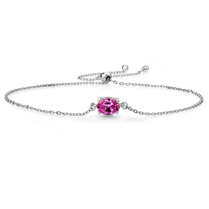 Gem Stone King 7X5MM Oval Gemstone Birthstone Solitaire Bracelet For Women | 925 Sterling Silver | Adjustable Bolo Bracelet For Women | Fine Jewelry Gift for Her Mom Wife