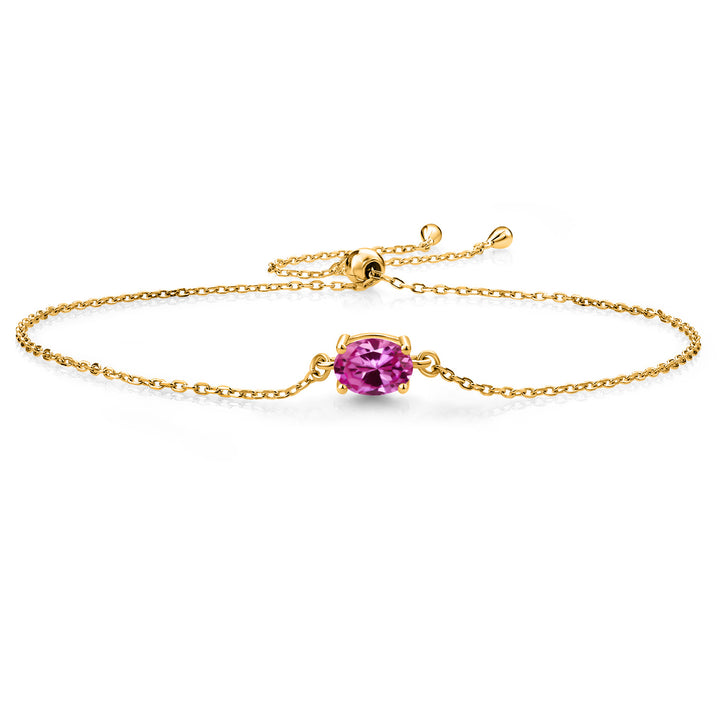 Pink Created Sapphire - September_925 Yellow Gold Plated Silver