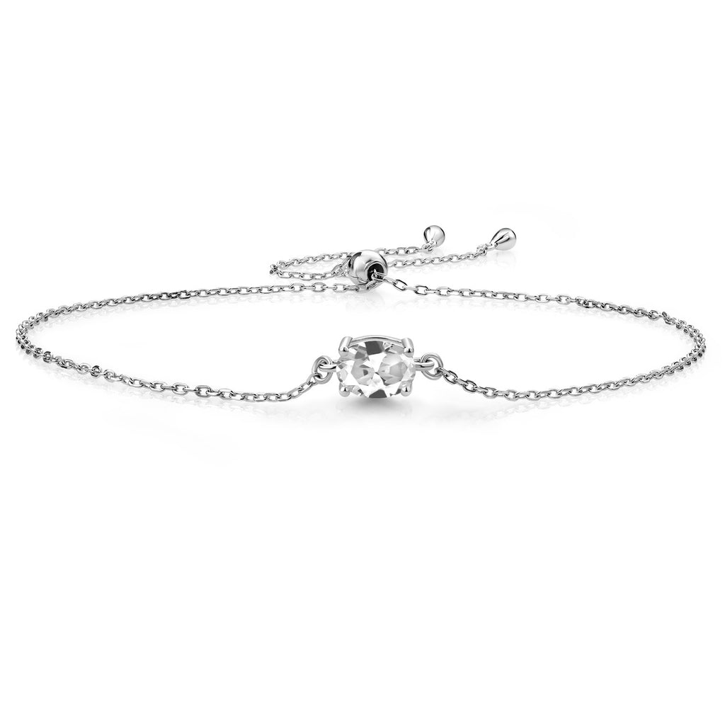 7X5MM Oval Gemstone Birthstone Solitaire Bracelet For Women | 925 Sterling Silver | Adjustable Bolo Bracelet For Women | Fine Jewelry Gift for Her Mom Wife