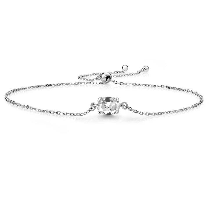 7X5MM Oval Gemstone Birthstone Solitaire Bracelet For Women | 925 Sterling Silver | Adjustable Bolo Bracelet For Women | Fine Jewelry Gift for Her Mom Wife