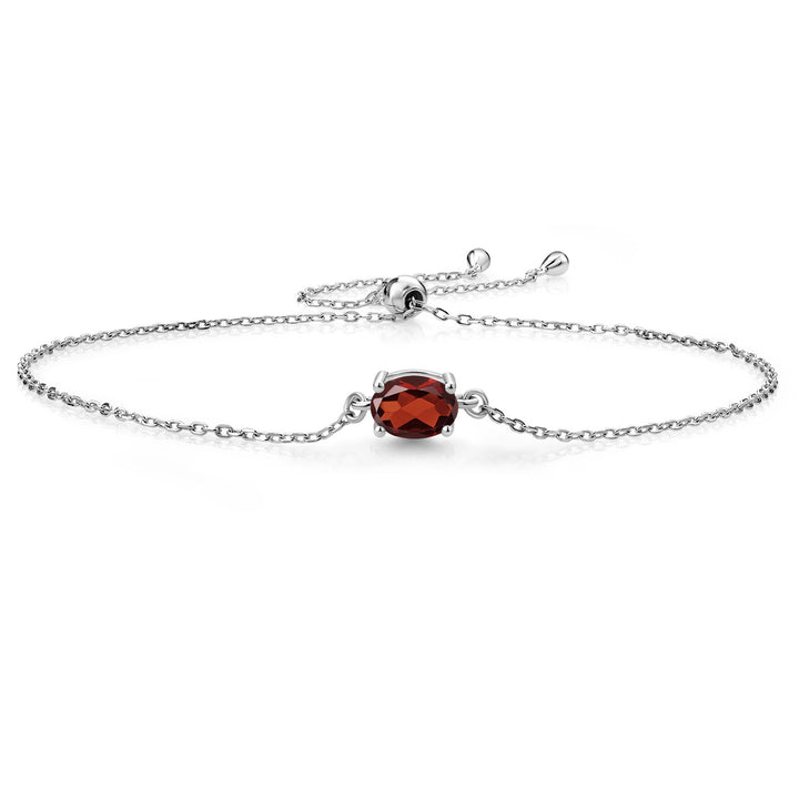 Gem Stone King 7X5MM Oval Gemstone Birthstone Solitaire Bracelet For Women | 925 Sterling Silver | Adjustable Bolo Bracelet For Women | Fine Jewelry Gift for Her Mom Wife
