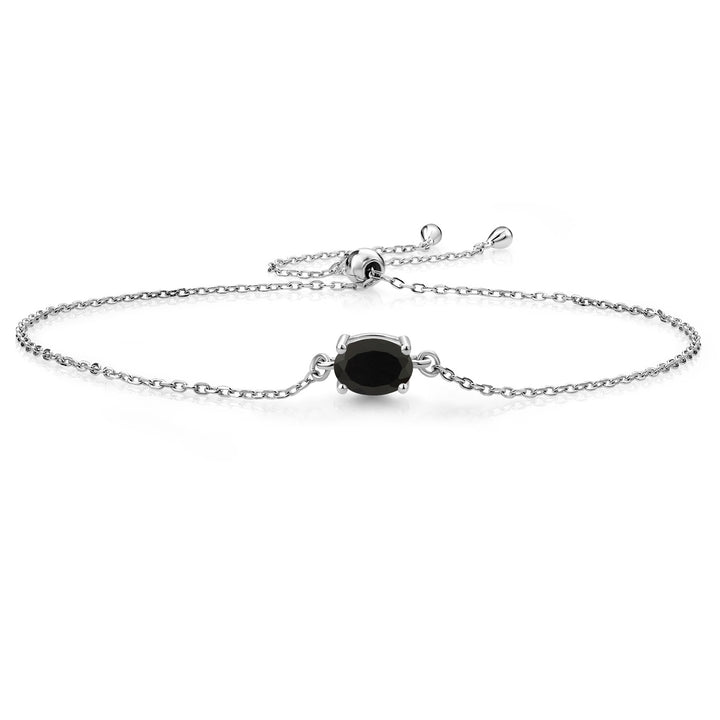 Gem Stone King 7X5MM Oval Gemstone Birthstone Solitaire Bracelet For Women | 925 Sterling Silver | Adjustable Bolo Bracelet For Women | Fine Jewelry Gift for Her Mom Wife